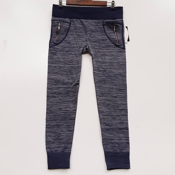 Blue Striped Fleece Lined Leggings - Picture 1 of 5